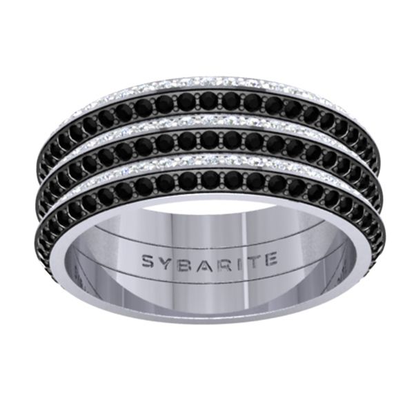 Кольцо Fortune Triad из 18-каратного белого золота с черными и белыми бриллиантами Кольцо Fortune Triad из 18-каратного белого золота с черными и белыми бриллиантами