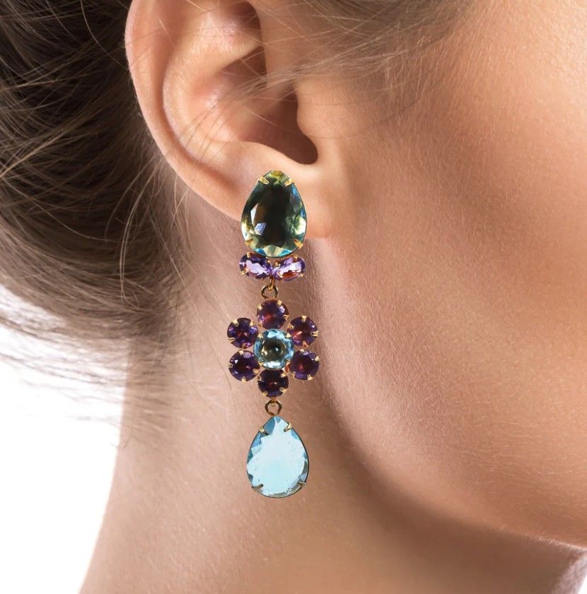 Серьги от Bounkit с аметистом и синим кварцем Серьги от Bounkit с аметистом и синим кварцем