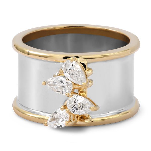 Кольцо Erin из 18-каратного желтого и белого золота с грушевидными бриллиантами Кольцо Erin из 18-каратного желтого и белого золота с грушевидными бриллиантами