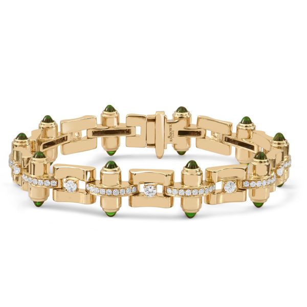 Браслет Celeste из 14-каратного желтого золота с цаворитами и бриллиантами Браслет Celeste из 14-каратного желтого золота с цаворитами и бриллиантами