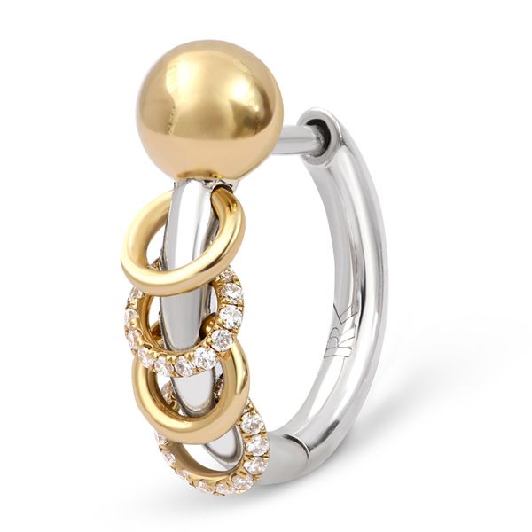 Серьга Nano Punk из белого и желтого золота 14 карат с бриллиантами Серьга Nano Punk из белого и желтого золота 14 карат с бриллиантами