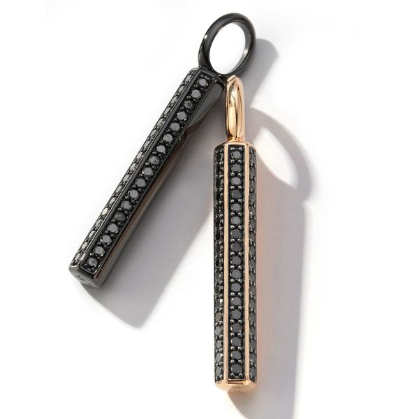 Подвески с шестигранными слитками из 18-каратного розового золота и черного родия с черными бриллиантами