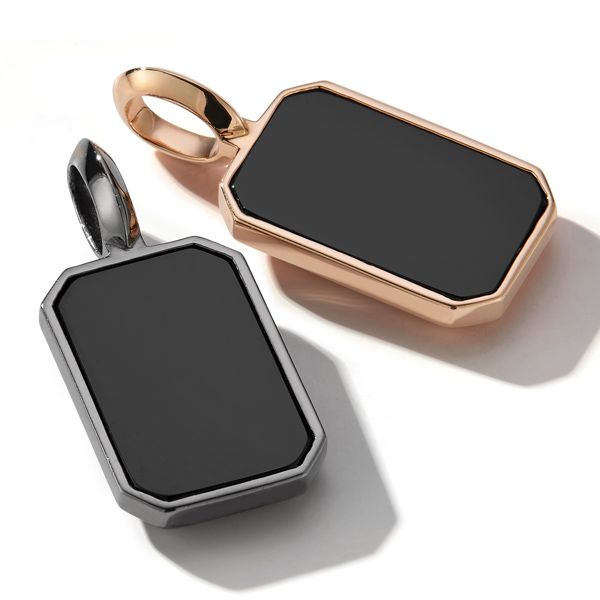 Подвеска-таблетка Dora с черной шпинелью из стерлингового серебра или розового золота 18 карат