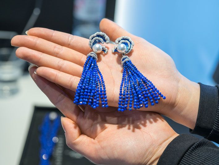 Серьги с лазуритом, бриллиантами и жемчугом от Serendipity Jewelry Серьги с лазуритом, бриллиантами и жемчугом от Serendipity Jewelry