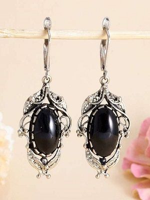 серьги с гагатом