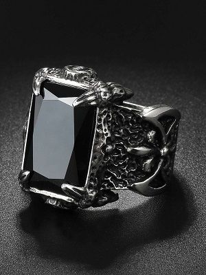 кольцо с гагатом