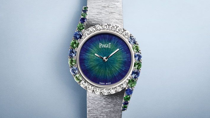 Часы Piaget Limelight Gala из белого золота, бриллиантов, сапфиров и полудрагоценных камней