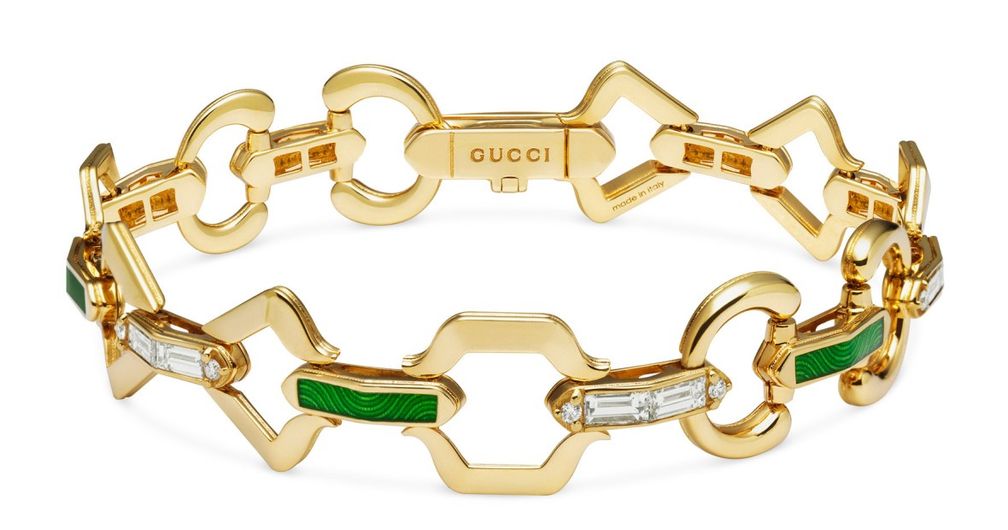 Браслет Gucci Horsebit из желтого золота с бриллиантами и эмалью Браслет Gucci Horsebit из желтого золота с бриллиантами и эмалью