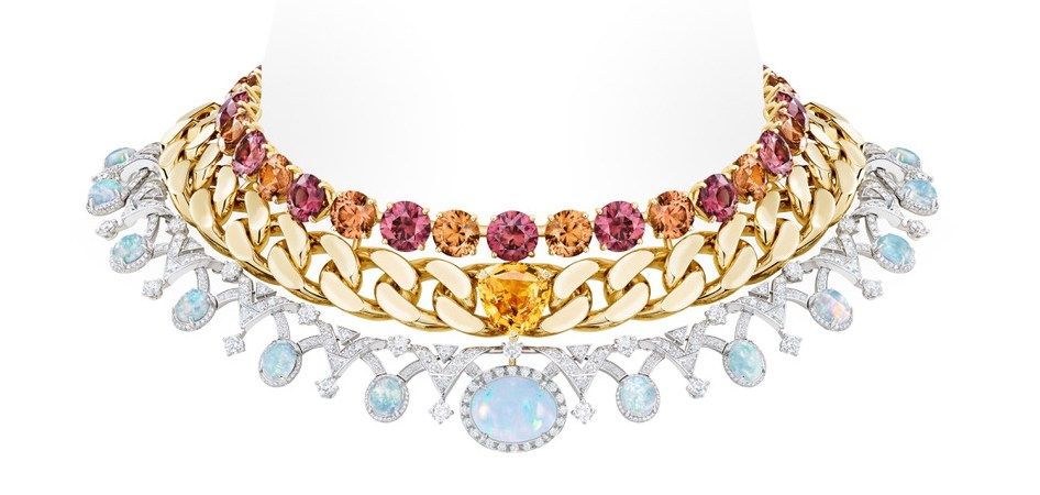 Колье высокого ювелирного искусства Rupture из белого и желтого золота, опалов, бриллиантов, цирконов и желтых сапфиров Колье высокого ювелирного искусства Rupture из белого и желтого золота, опалов, бриллиантов, цирконов и желтых сапфиров