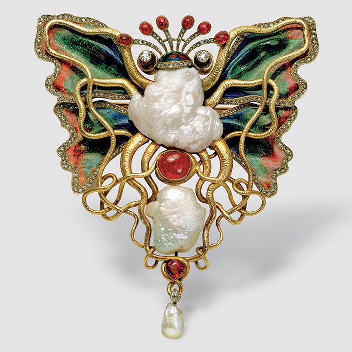 Лукас фон Кранах. «Каракатица и бабочка» с барочным жемчугом, эмалью, рубинами и бриллиантами, около 1900 г.