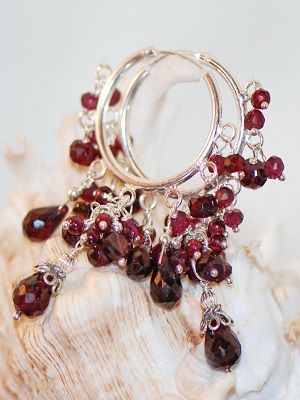 серьги с пиропом