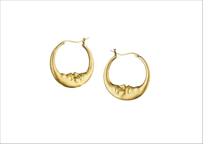 Серьги «Лицо луны» из 18-каратного золота с бриллиантами Серьги «Лицо луны» из 18-каратного золота с бриллиантами