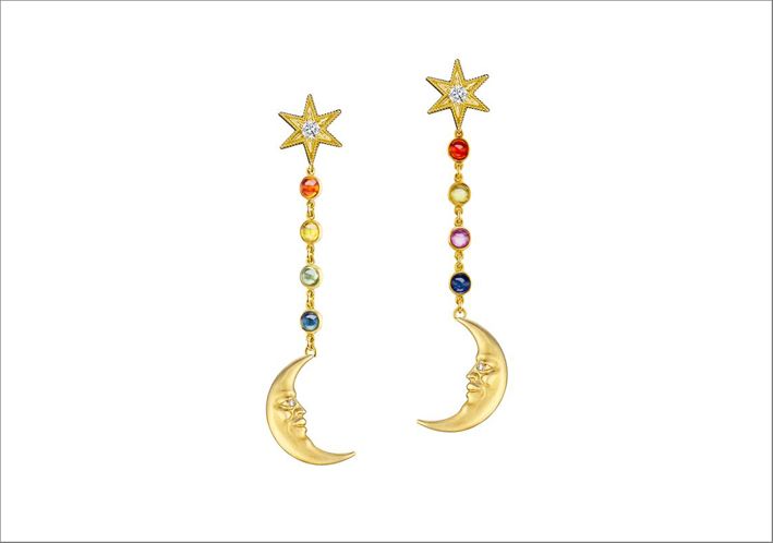 Серьги из желтого золота с сапфирами и бриллиантами Серьги из желтого золота с сапфирами и бриллиантами