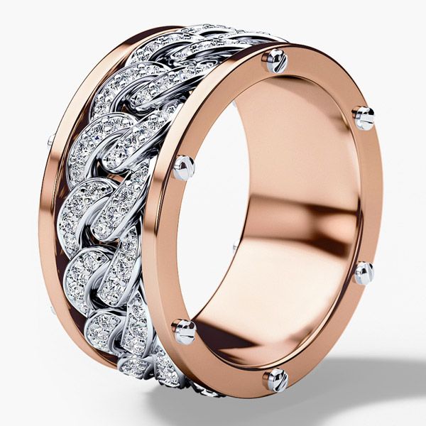 Кольцо из 18-каратного розового и белого золота с бриллиантами Кольцо из 18-каратного розового и белого золота с бриллиантами