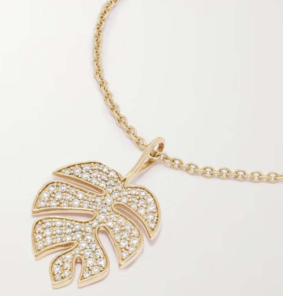 Колье Monstera от Sydney Evan из 14-каратного золота с бриллиантами