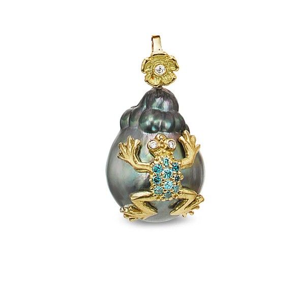 Подвеска Maris от Stella Flame Jewelry из 18-каратного золота с барочным жемчугом, цветными и белыми бриллиантами