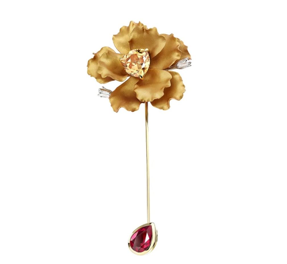 Булавка с цитрином и драгоценными камнями от Anabela Chan