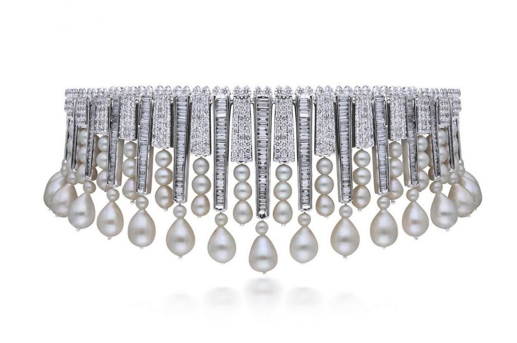 Чокер с жемчугом и бриллиантами в стиле ар-деко от Renu Oberoi