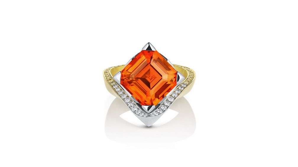Золотое кольцо Адама Нили с оранжевым сапфиром 