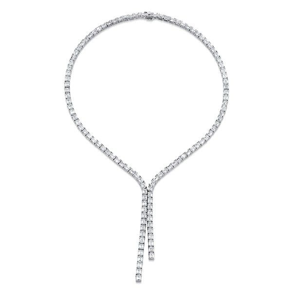 Колье-лариат из 18-каратного белого золота с бриллиантами изумрудной огранки общим весом 34,75 карата Колье-лариат из 18-каратного белого золота с бриллиантами изумрудной огранки общим весом 34,75 карата