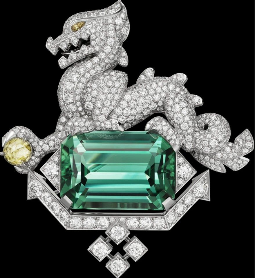 Брошь Cartier Le Voyage Recommencé с турмалином, желтыми и белыми бриллиантами Брошь Cartier Le Voyage Recommencé с турмалином, желтыми и белыми бриллиантами