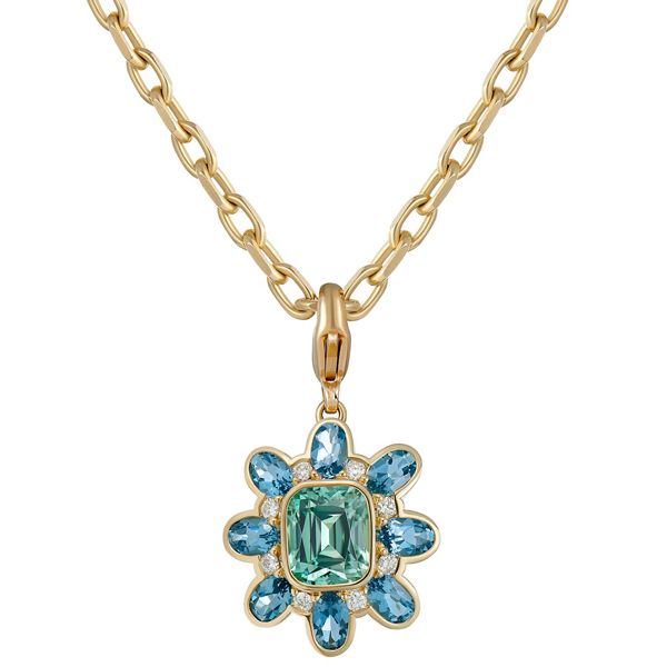 Подвеска Atlantis из желтого золота 18 карат с турмалином, аквамаринами и бриллиантами Подвеска Atlantis из желтого золота 18 карат с турмалином, аквамаринами и бриллиантами