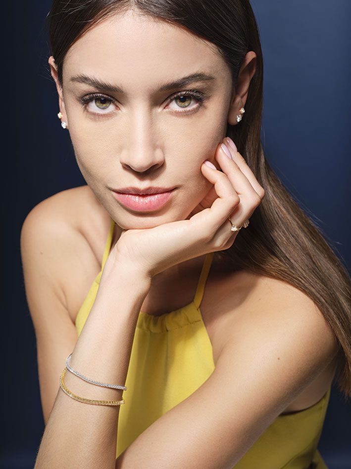 Теннисные браслеты из желтого и белого золота с бриллиантами Теннисные браслеты из желтого и белого золота с бриллиантами