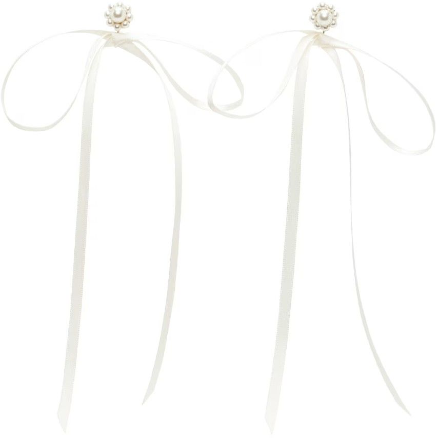 Серьги-гвоздики White Bow Ribbon от Simone Rocha Серьги-гвоздики White Bow Ribbon от Simone Rocha