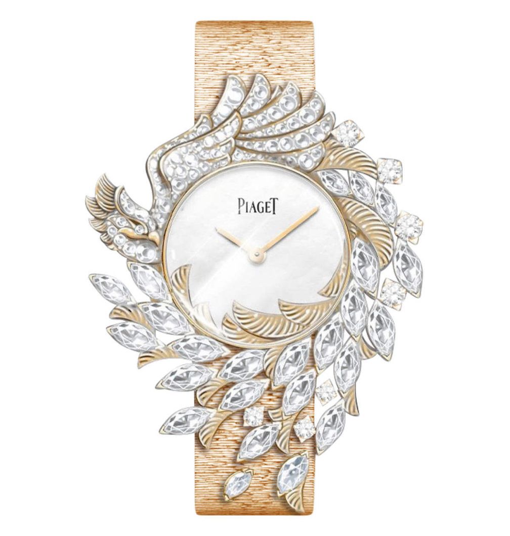 Часы высокого ювелирного искусства «Феникс» из желтого золота с бриллиантами