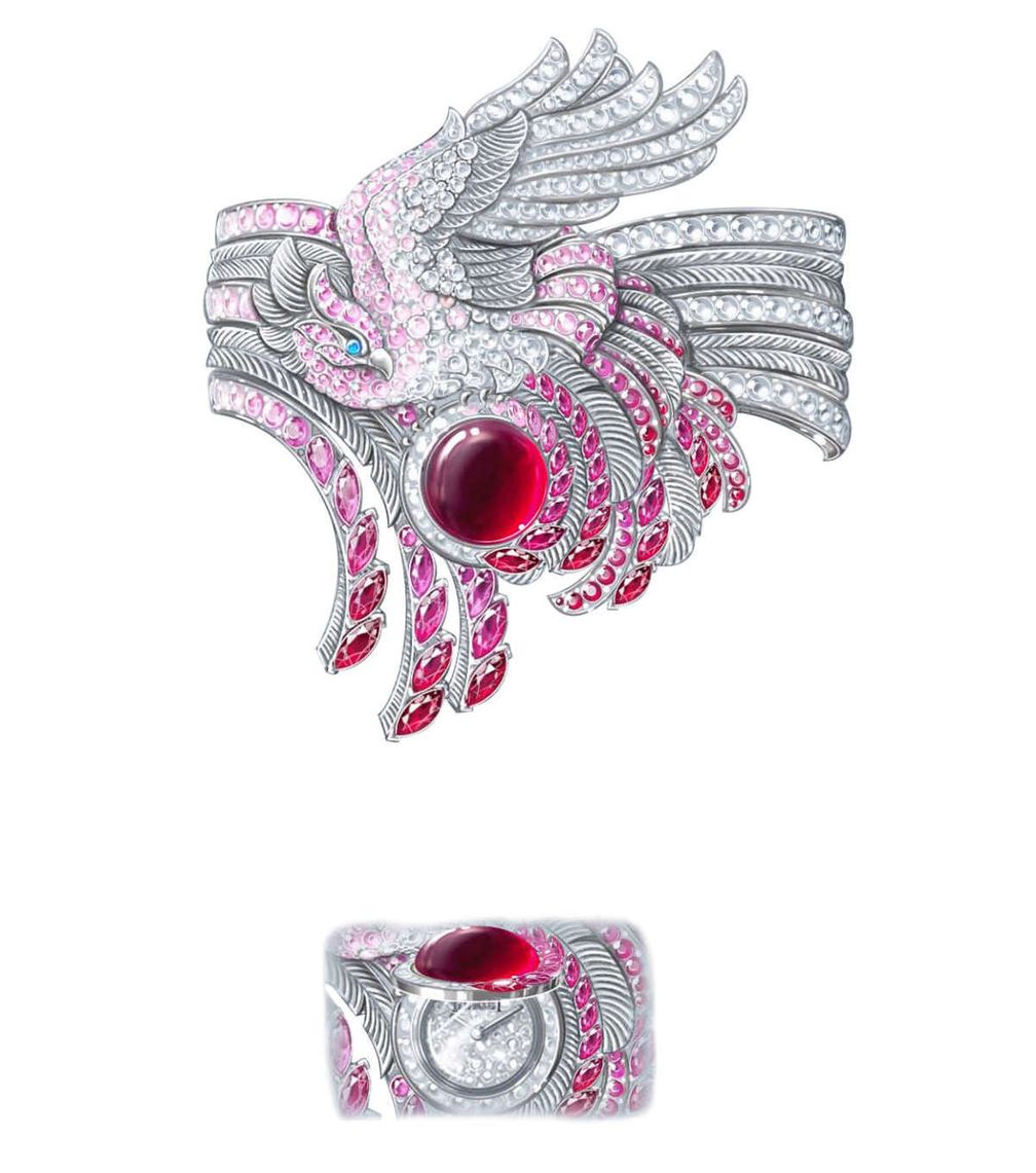 Часы-манжета высокого ювелирного искусства «Феникс» 