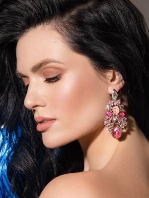 серьги с розовым кварцем