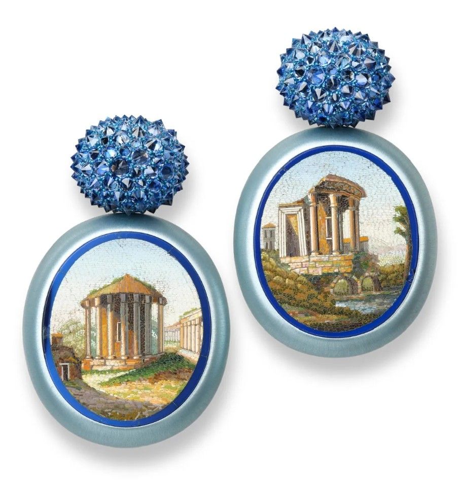 Серьги от Hemmerle со старинной микромозаикой Серьги от Hemmerle со старинной микромозаикой