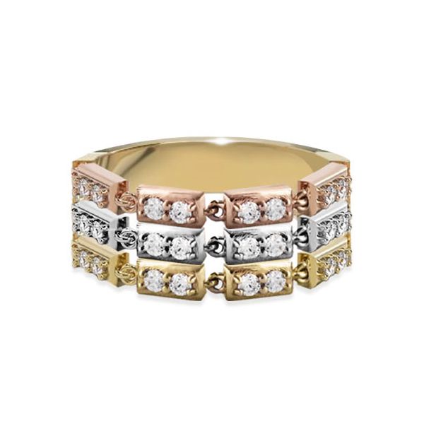 Кольцо Glimmer Trio из 18-каратного белого, желтого и розового золота с бриллиантами 