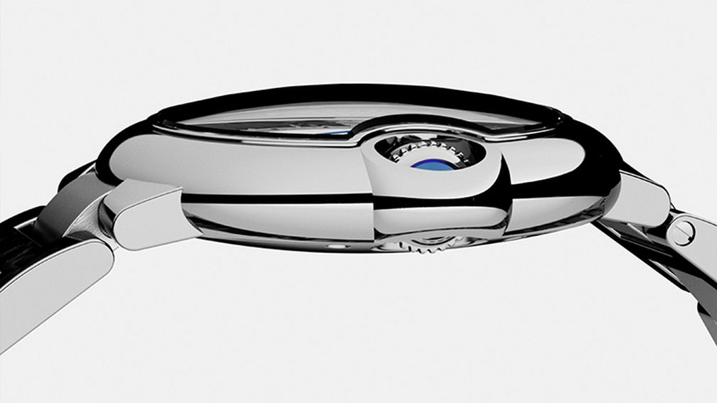 В этой коллекции часов использован архетип круглых корпусов с слегка выпуклыми верхом и низом, создающими эффект надувающегося воздушного шара