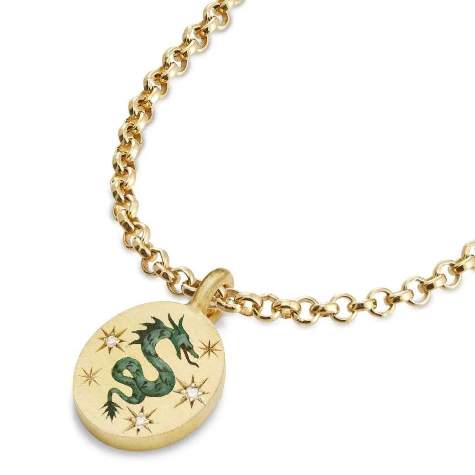 Подвеска от Cece Jewellery в виде дракона из желтого золота с эмалью и бриллиантами Подвеска от Cece Jewellery в виде дракона из желтого золота с эмалью и бриллиантами