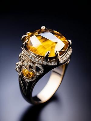 Кольцо с желтым камнем