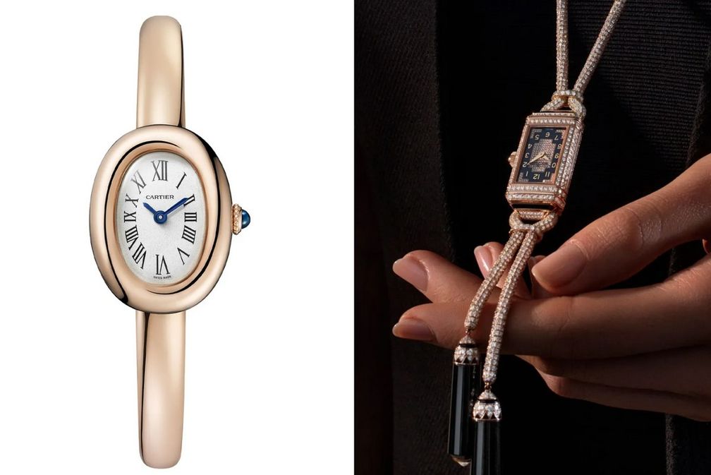 Новый дизайн браслета классических часов Baignoire от Cartier и колье Reverso Secret от Jaeger-LeCoultre