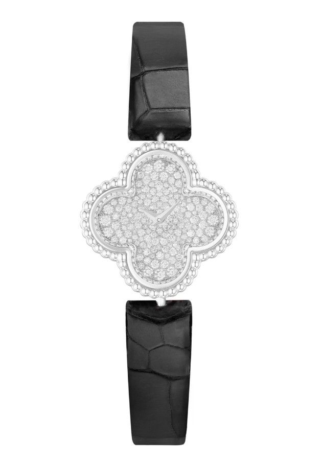 Часы Sweet Alhambra от Van Cleef & Arpels из 18-каратного белого золота с бриллиантами
