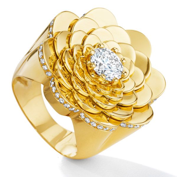Коктейльное кольцо Bloom от Cadar из желтого золота 18 карат с бриллиантами