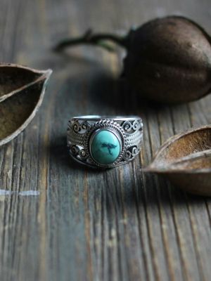 кольца с натуральной бирюзой