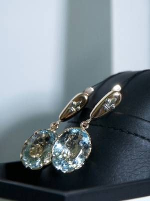 серьги с аквамарином 