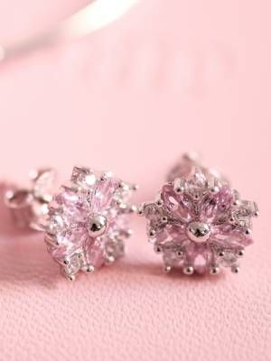 серьги с розовым кварцем