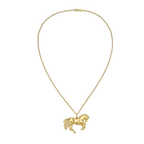 Большое ожерелье Legacy Prancing Horse из 18-каратного золота с бриллиантами