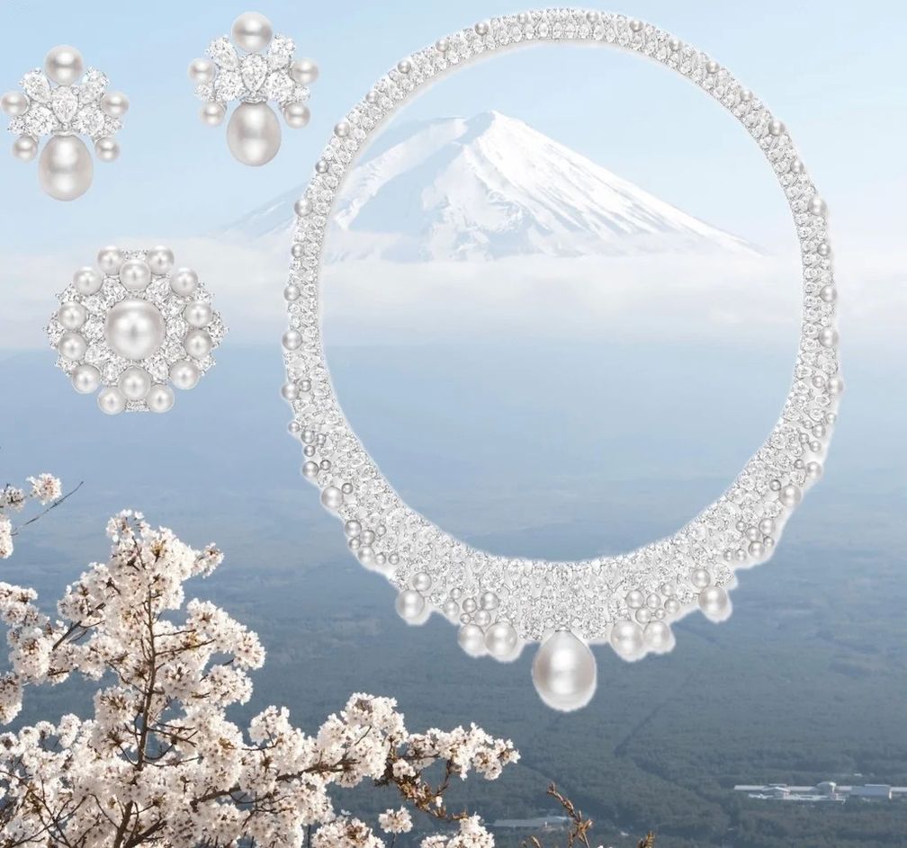 Комплект Mount Fuji украшен жемчугом и бриллиантами / © Harry Winston