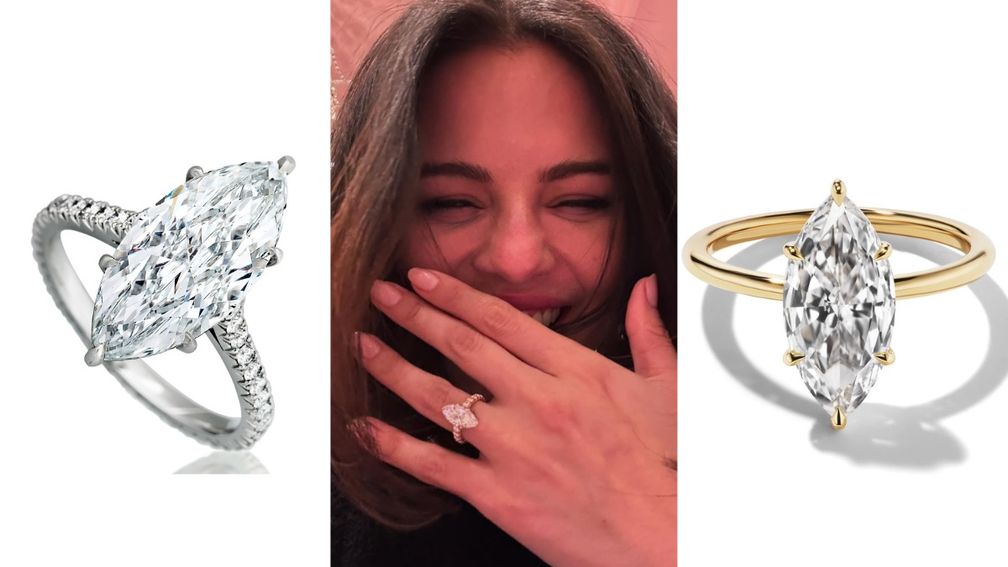 Кольца с бриллиантами огранки маркиз, вдохновленные Селеной Гомес