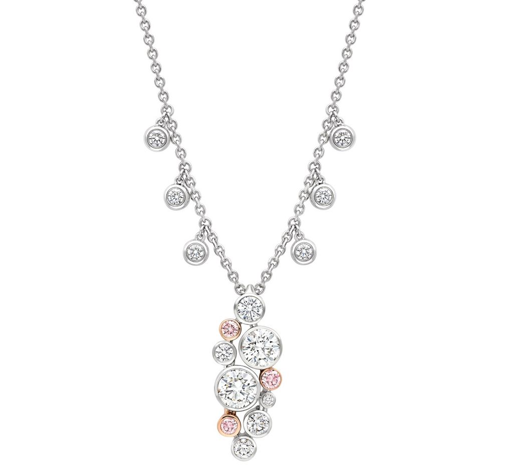 Ожерелье с кулоном Raindance с розовыми и белыми бриллиантами в платине