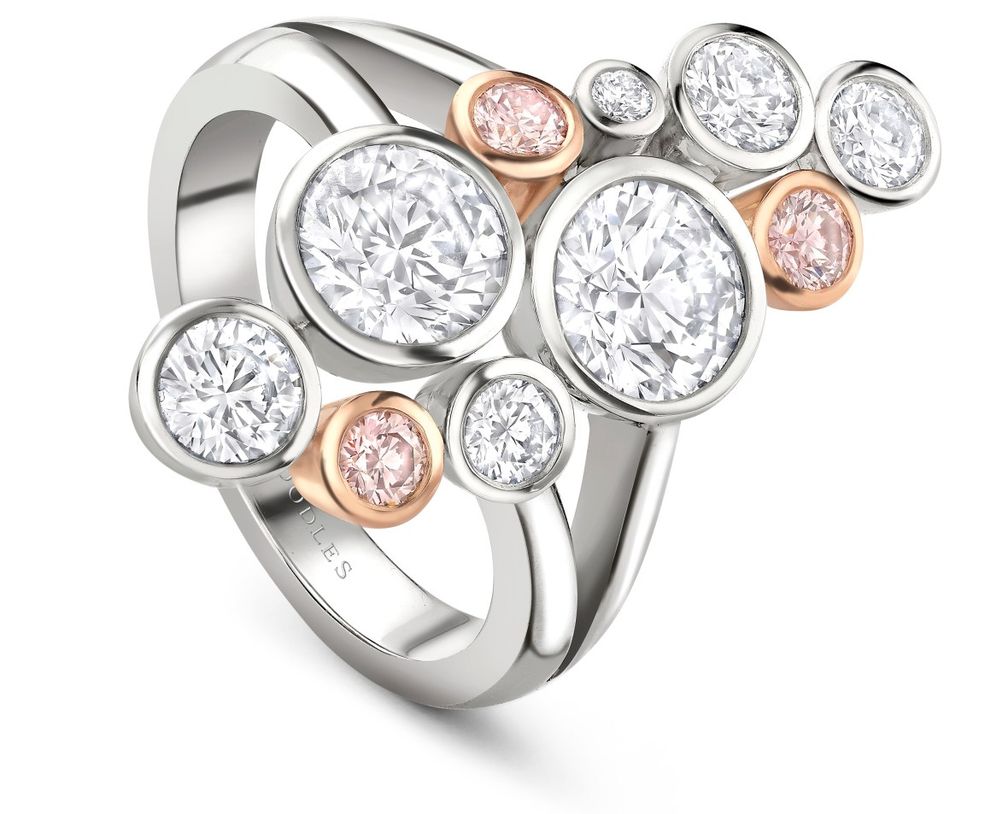 Кольцо Raindance с розовыми и белыми бриллиантами в платине 