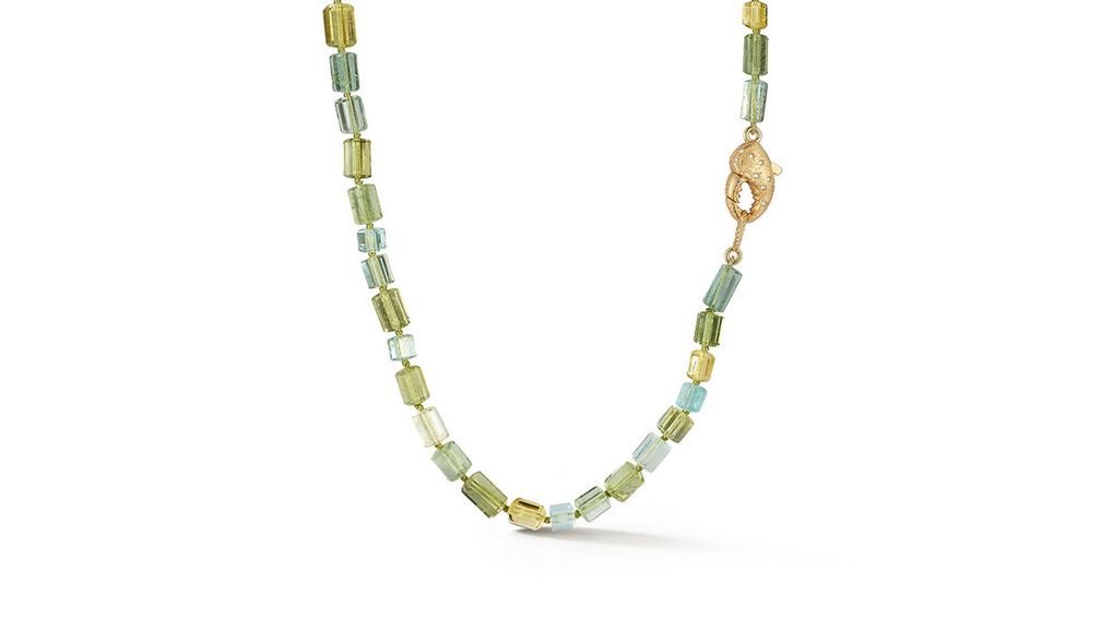 Ожерелье Jumbo Lobster Clasp с бусинами из зеленого, синего и желтого берилла общим весом 240 карат и бриллиантами Ожерелье Jumbo Lobster Clasp с бусинами из зеленого, синего и желтого берилла общим весом 240 карат и бриллиантами