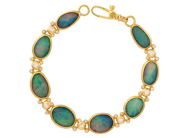 Однорядный браслет Elements из 24-каратного золота с эфиопскими опалами