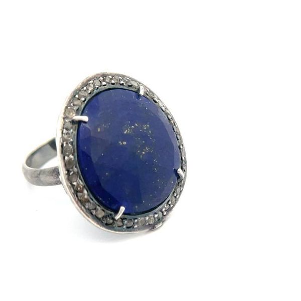 Кольцо Джун Картер Кэш из стерлингового серебра с лазуритом и бриллиантами одинарной огранки, оценка 2 000–3 000 долларов